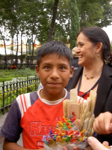 Boy selling goods in Mexico City